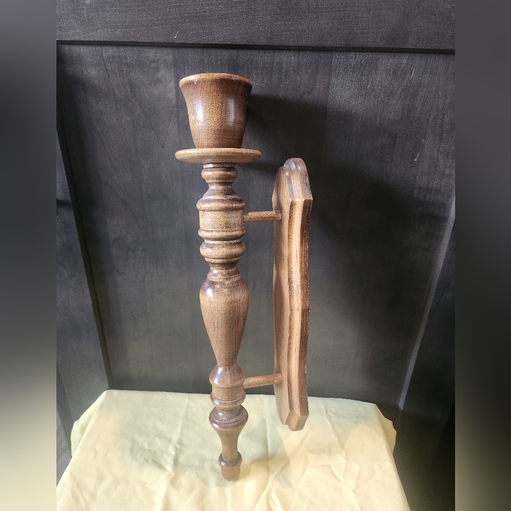 Elegant Brown Wooden Wall Sconce